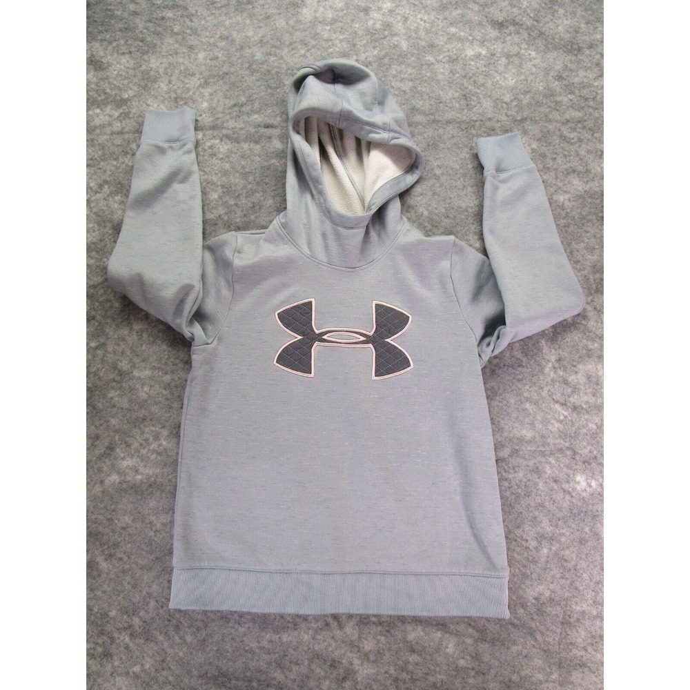 under Armour Hoodie Womens Small Sweatshirt Gray Coldgear quilted Logo